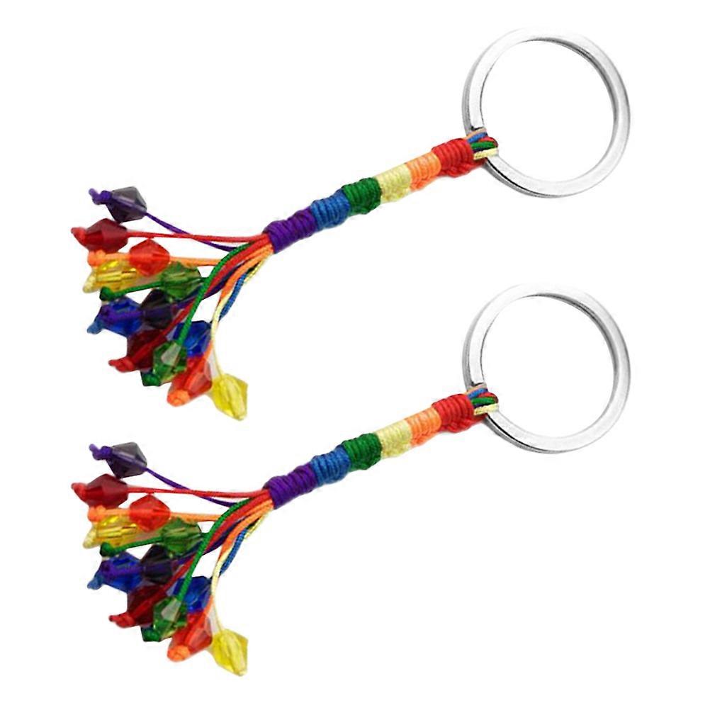 LGBTQ Tassel Keychain Pendant Assorted Color Crystal Thread Decorative for Bags and