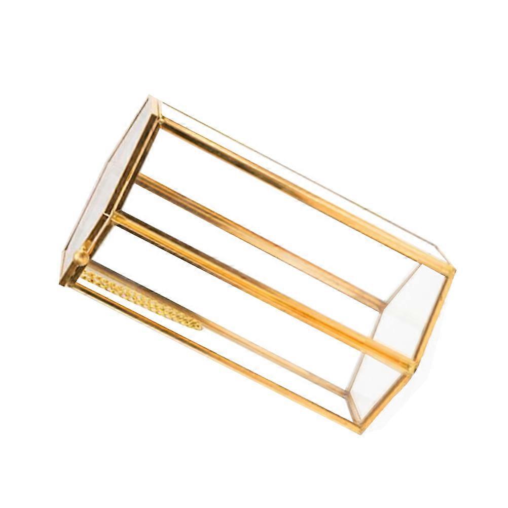 Hemoton Retro Hexagon 1 Set Makeup Organizer Storage Box Brush Holder Container Cosmetic Brush Case Golden