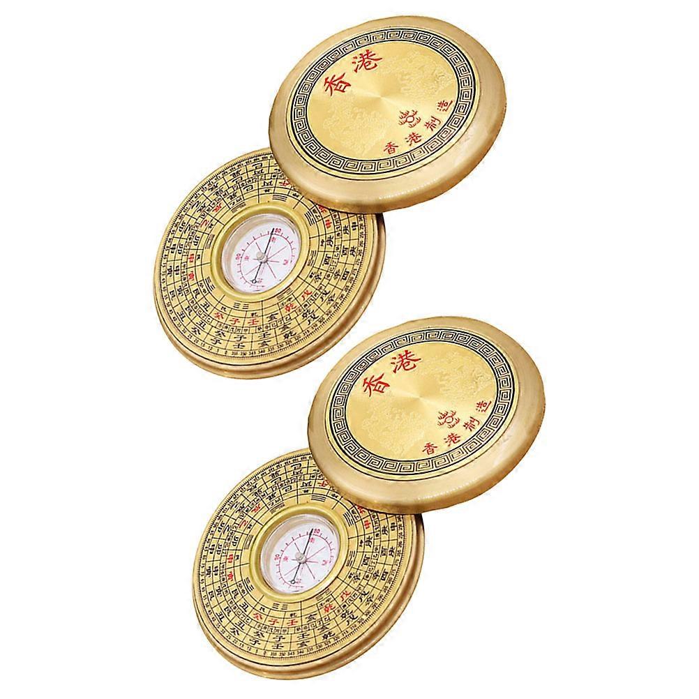 Pocket Sized Compass Outdoor Navigation Tool Round Shape Durable Copper Alloy 2Pcs