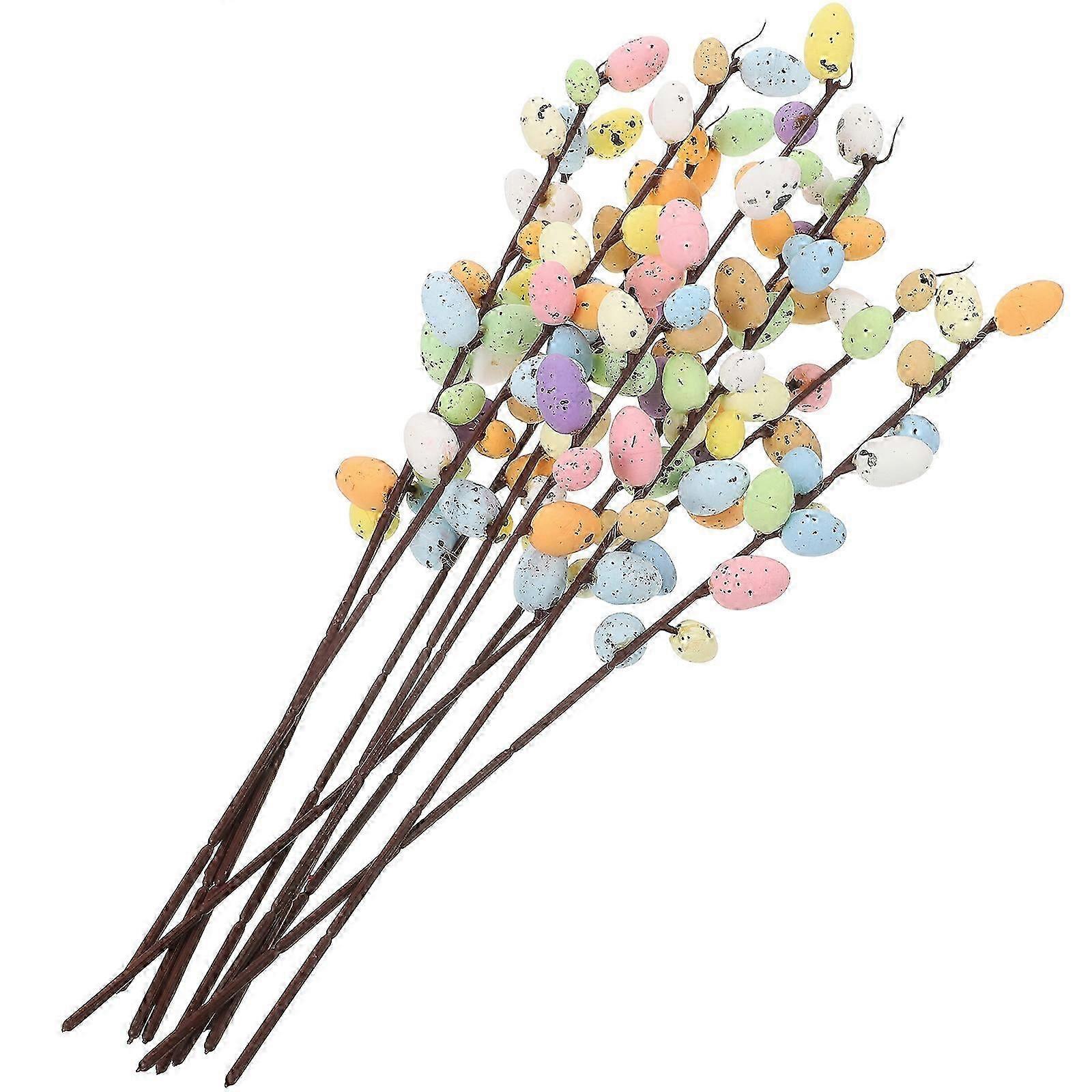 10Pcs Easter Egg Branches Artificial Easter Egg Picks Easter Egg Twig Stems For Floral Arrangement