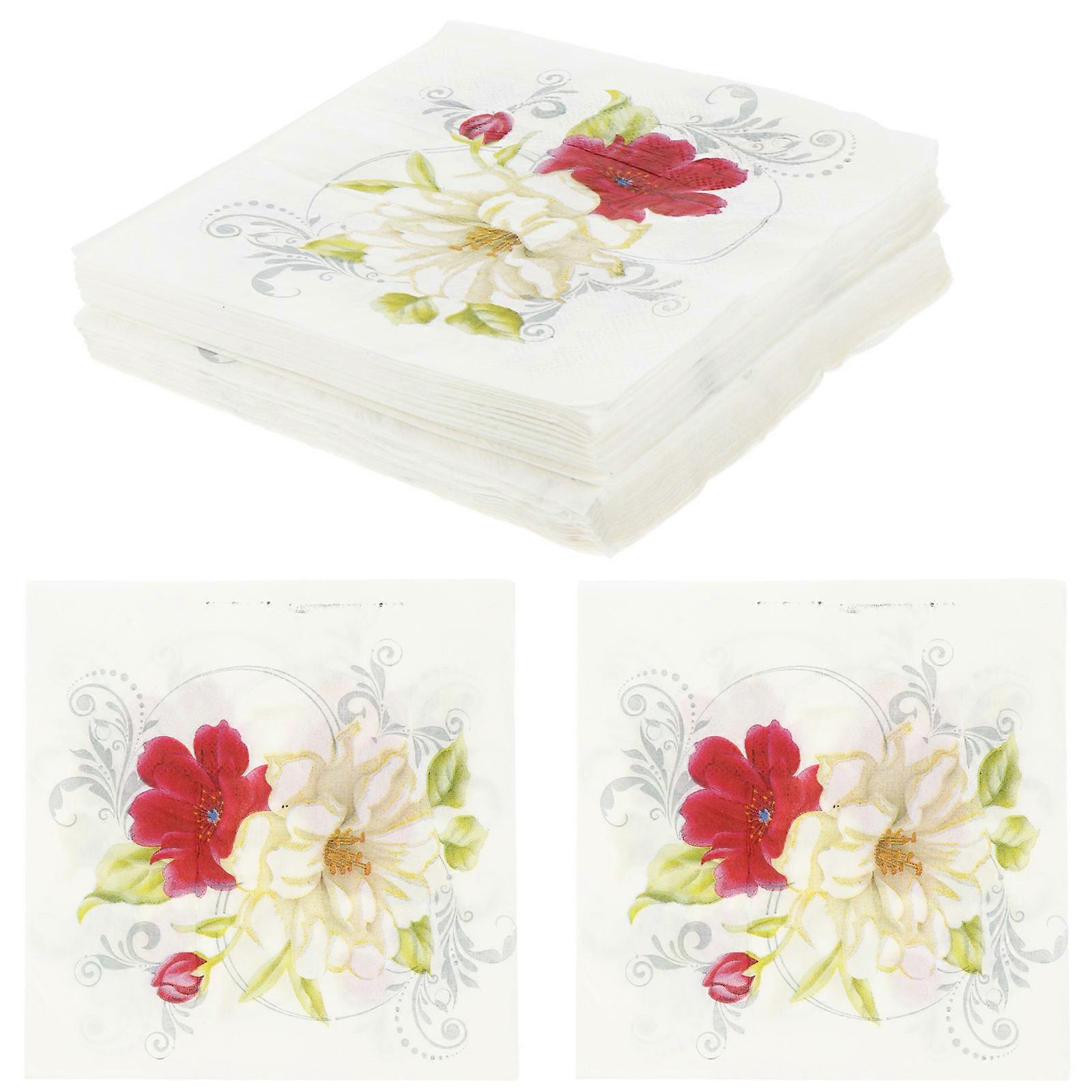 Floral Paper Napkin Assorted Color 40Pcs Great For Housewarming Gift Inspired By For Dining