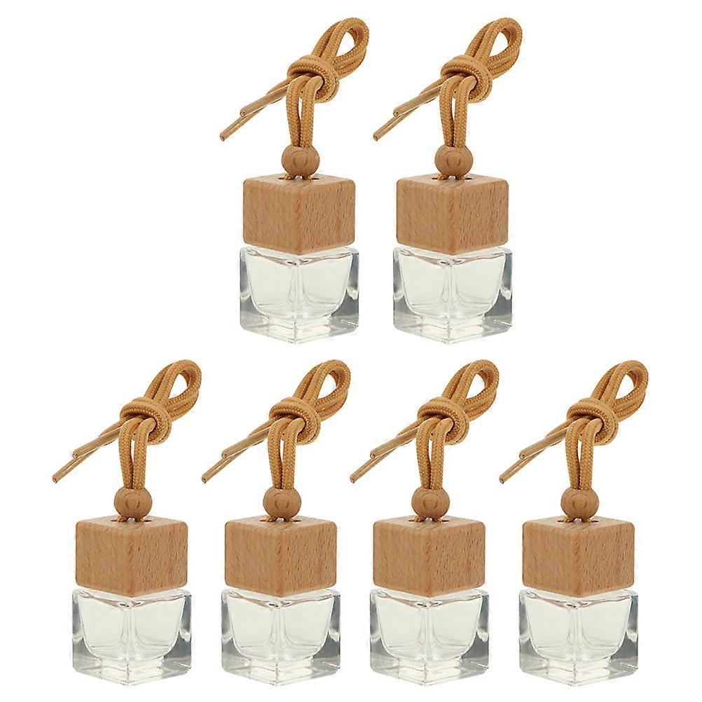 6pcs Beech Perfume Bottles Refillable Essential Oil Diffuser for Car Aromatherapy Vintage Style Air Freshener Transparent Design Home Office Decor