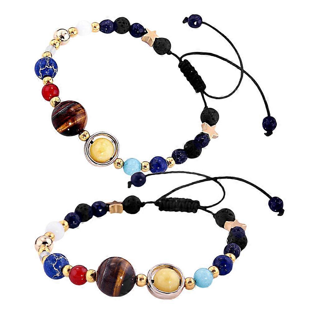 Space Themed Bracelet with Unique Design and Natural Stones for Women Black Resin Alloy Polyester Size Adjustable