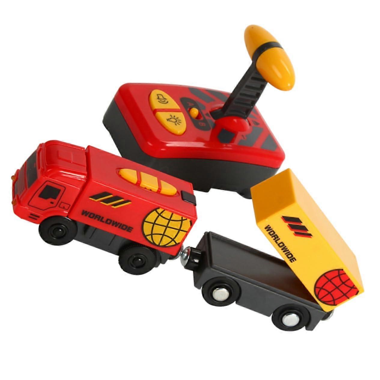 Electric Train Toy Remote Control Plastic Compatible with Wooden Tracks for Boys and Girls Interactive No Battery Random Color