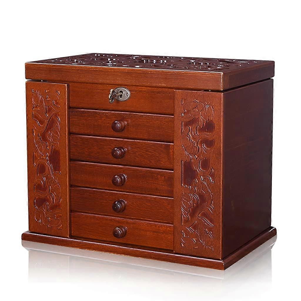Solid Wood Jewelry Box with Lock, Multi-Layer Princess Design, Large Capacity Storage with Mirror, Perfect for Organizing Jewelry