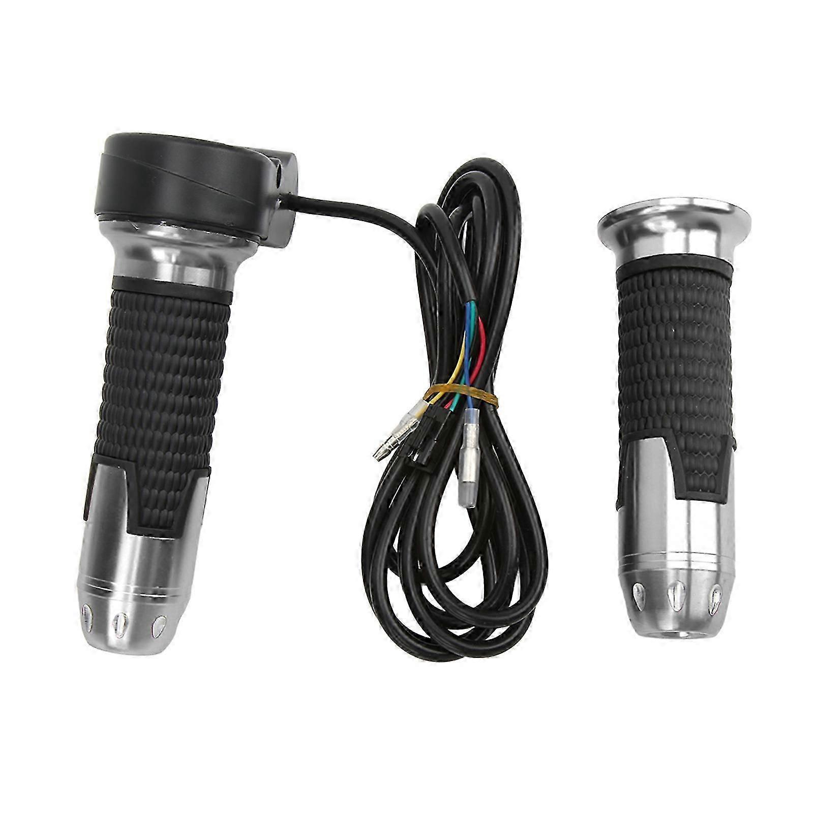 1 Pair 12V99V Throttle Grips Universal Twist Throttle Accelerator Grip Handlebar with Button for Electric Bike ScootersSilver