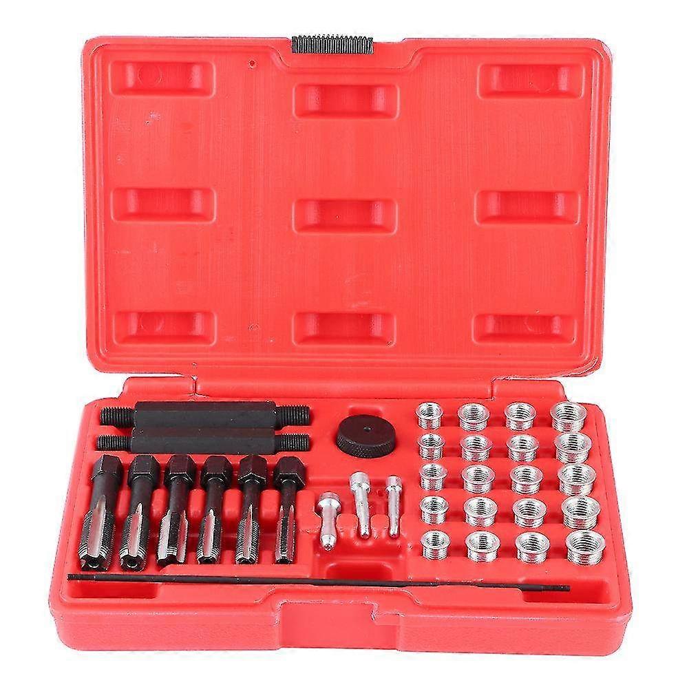 33pcs Glow Plug Thread Repair Kit with Tap, Insert Driver & Guide Pins - Complete Tool Set for Easy Thread Restoration