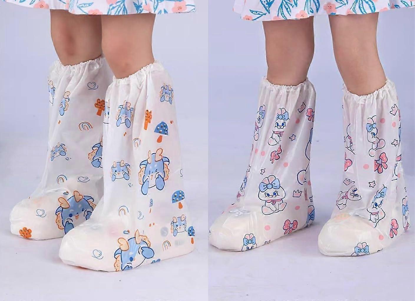 12 Pack Disposable Shoes Covers for Rain,Plastic Waterproof Printed