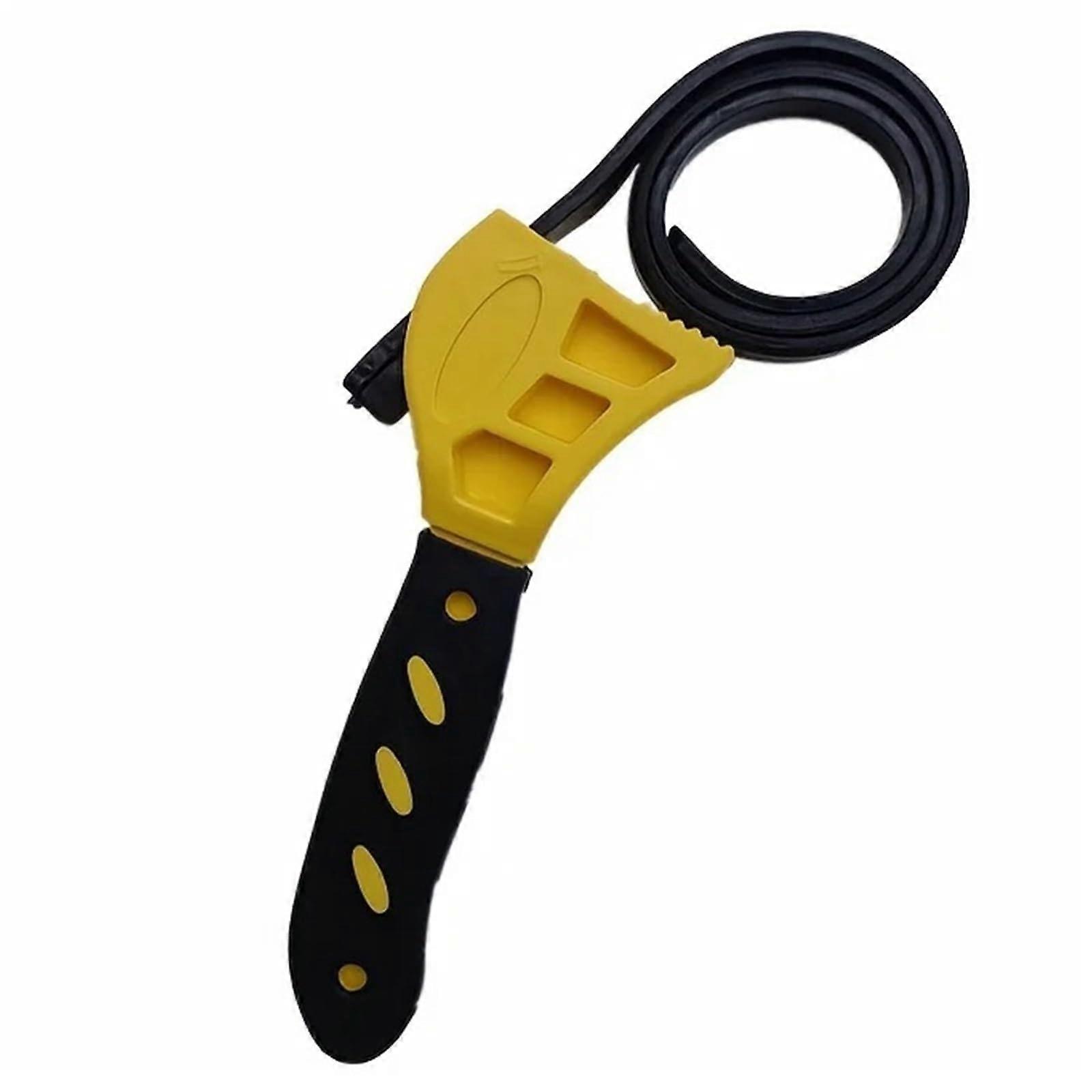 6 Inch Adjustable Belt Wrench Oil Filter Puller Chain Wrench Yellow Disassembly Tool for Automotive and Plumbing Use