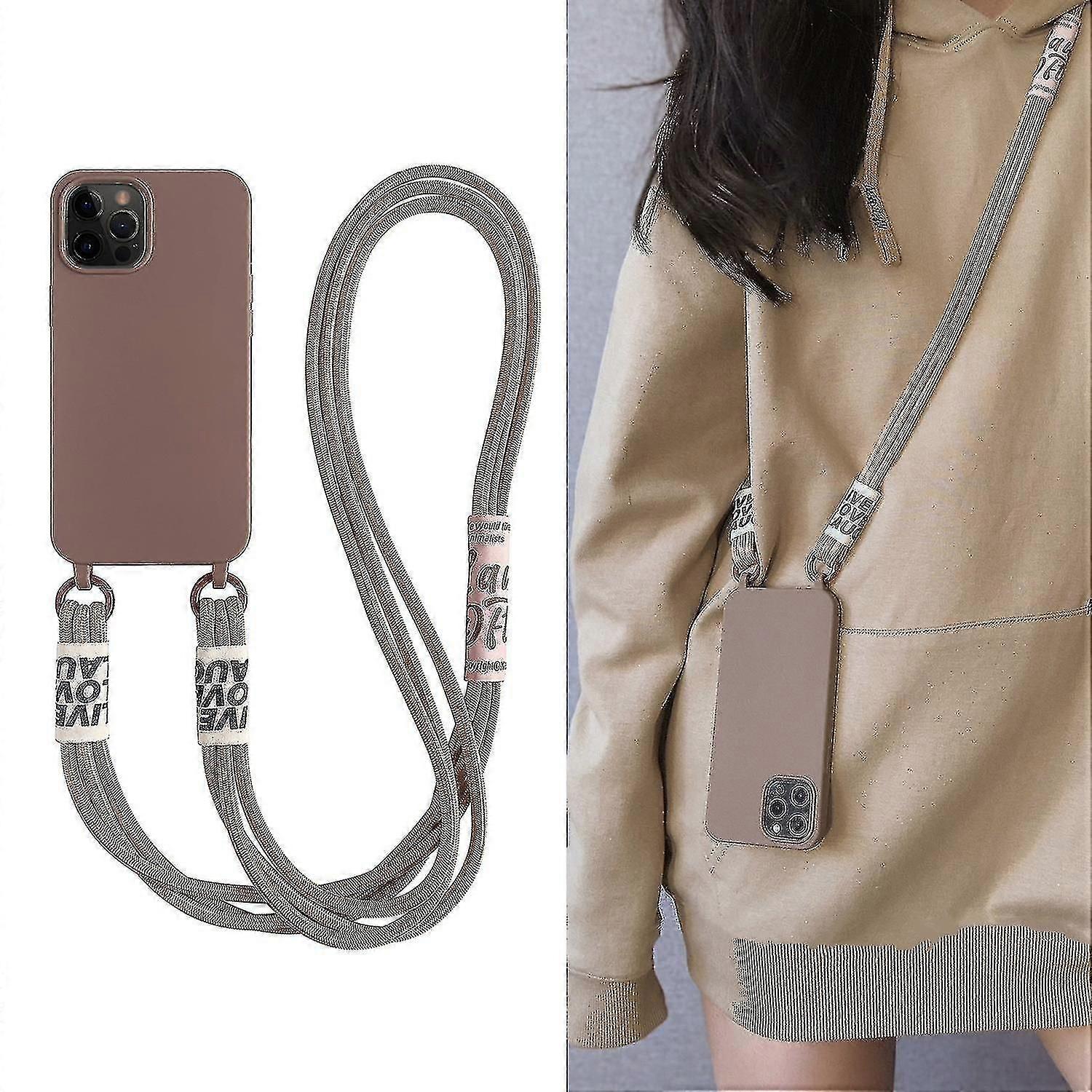 Simple Silicone Shockproof Phone Case Compatible With Iphone 12/13 Series With Crossbody Drawstring