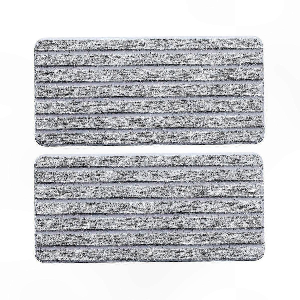 2-Pack Rectangular Grooved Diatomite Coasters, Absorbent Stone Gray for Drinkware