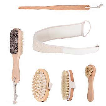 Dry Shower Brush Set, Exfoliating Body Brush, Natural Soft Bristles for Bath