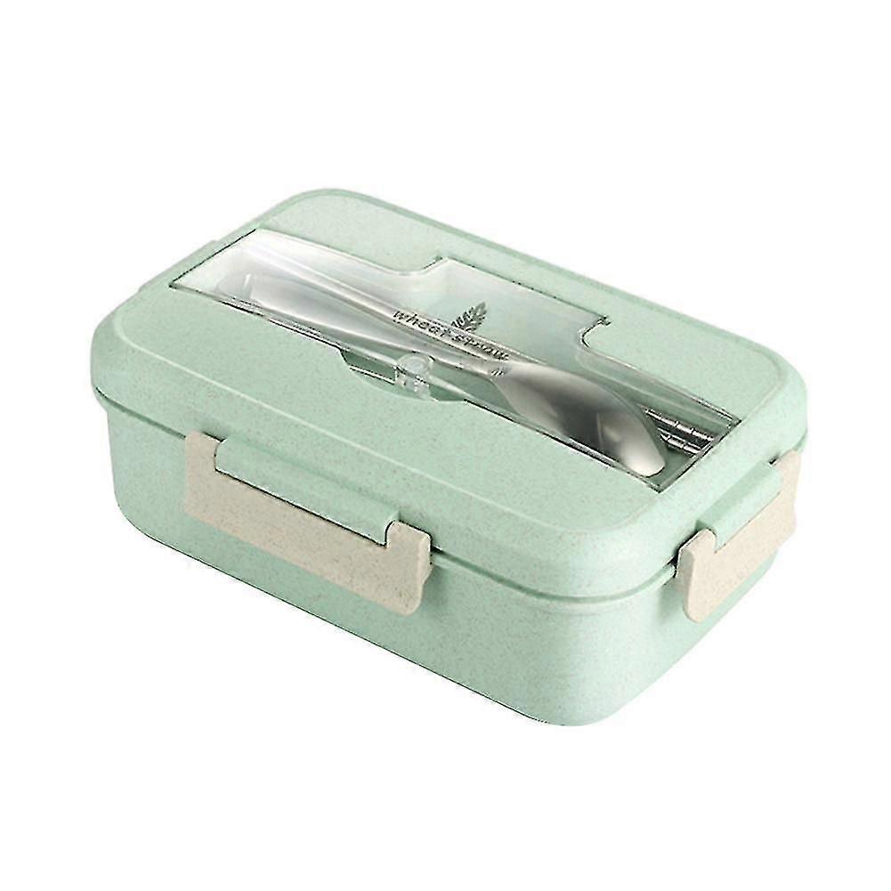 Microwave-Safe Bento Lunch Container with Integrated Spoon and Chopsticks for Food Storage