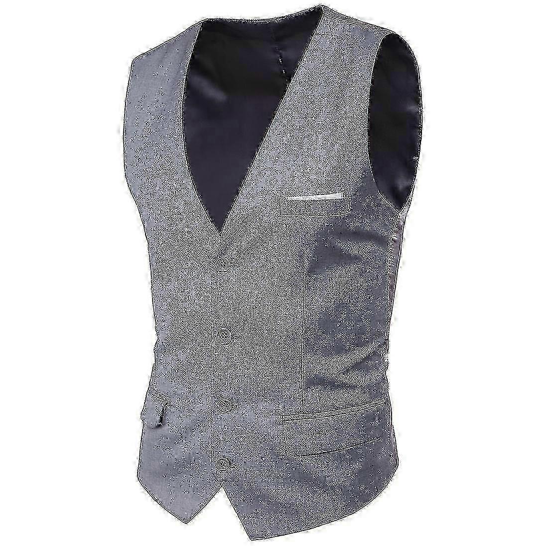 Enhanced Plus Size Men's Business Vest - Single Breasted, Solid Color, Professional Attire