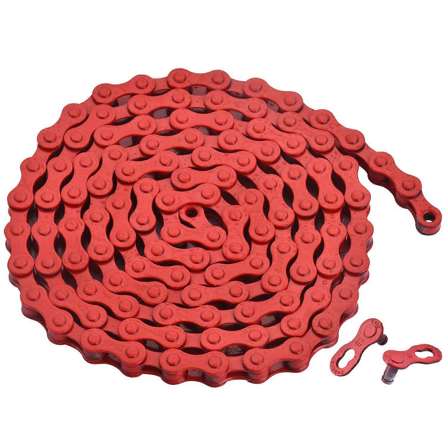 Single-Speed Bicycle Chain 1/2 x 1/8 Inch 116 Links (Red, 1/2" 1/8" 116 Links)