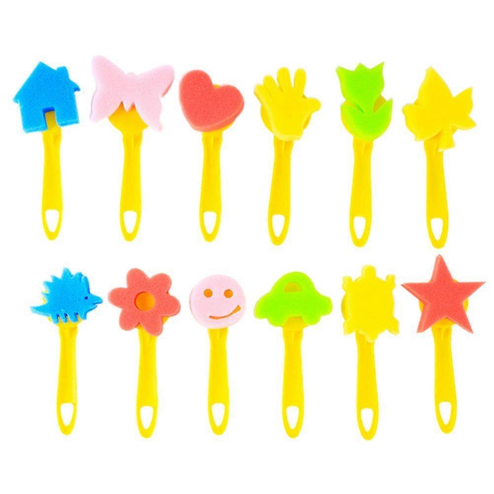 12PCS DIY Seal Toys Assorted Graffiti Brushes Hand Drawing Tools Fun Stamp Brush Educational Props Mixed Pattern