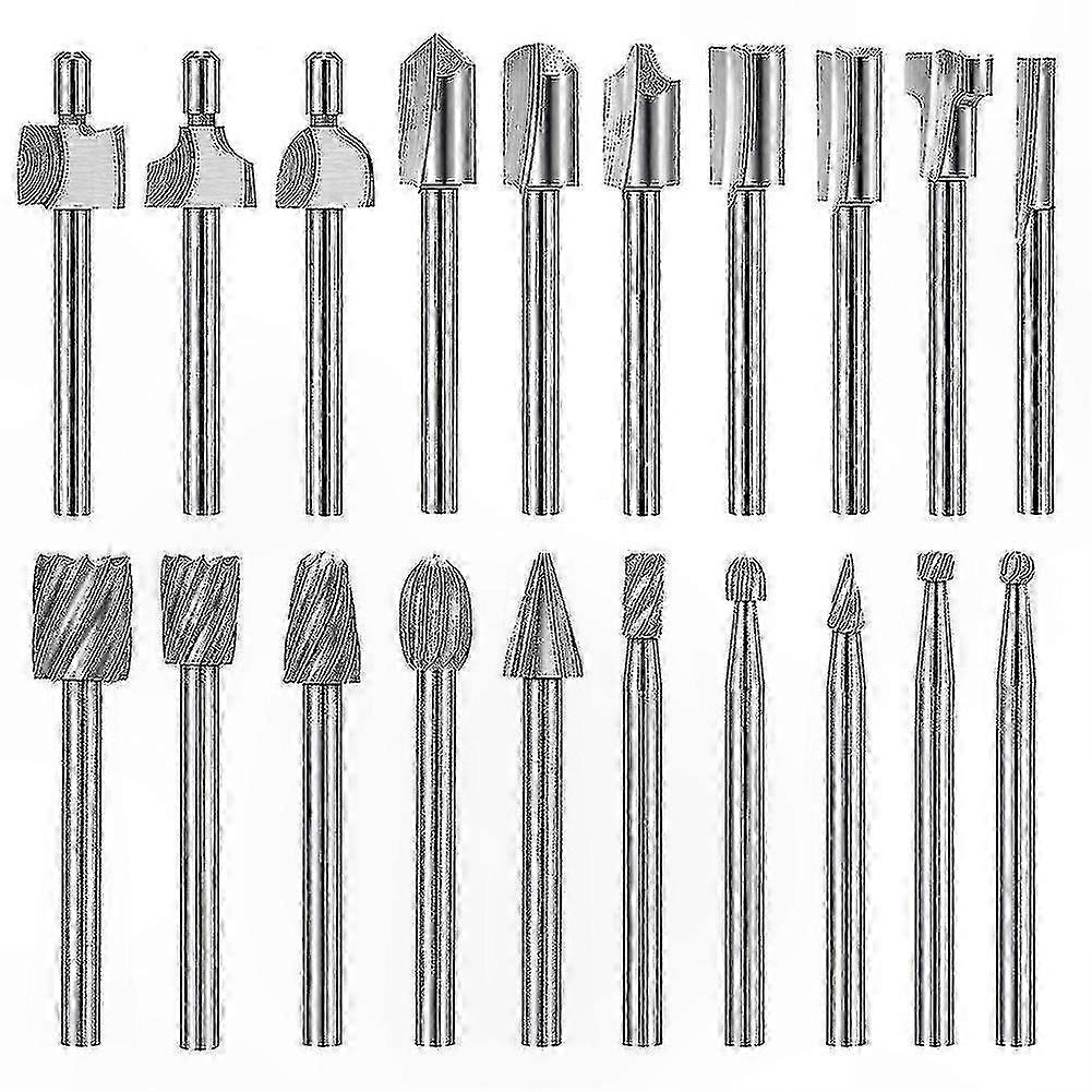 20Pc Carbide Engraving Bits Set - 1/8" Shank for Rotary Tools & CNC Machines