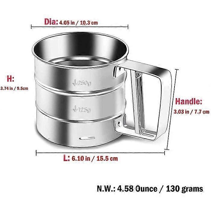 Stainless Steel Flour Sifter, Held Sifting Flour Sifter Net Shaker Screened Sugar Mesh Sieve Baking Cake Tools
