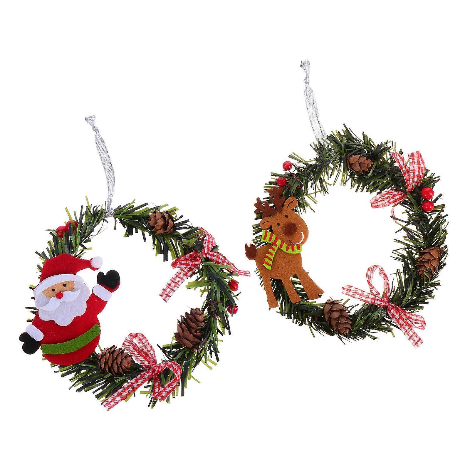 Garland Decorations 2Pcs Emulational Wreaths for Indoor and Outdoor Decoration Made of Pvc and Non-Woven Fabric