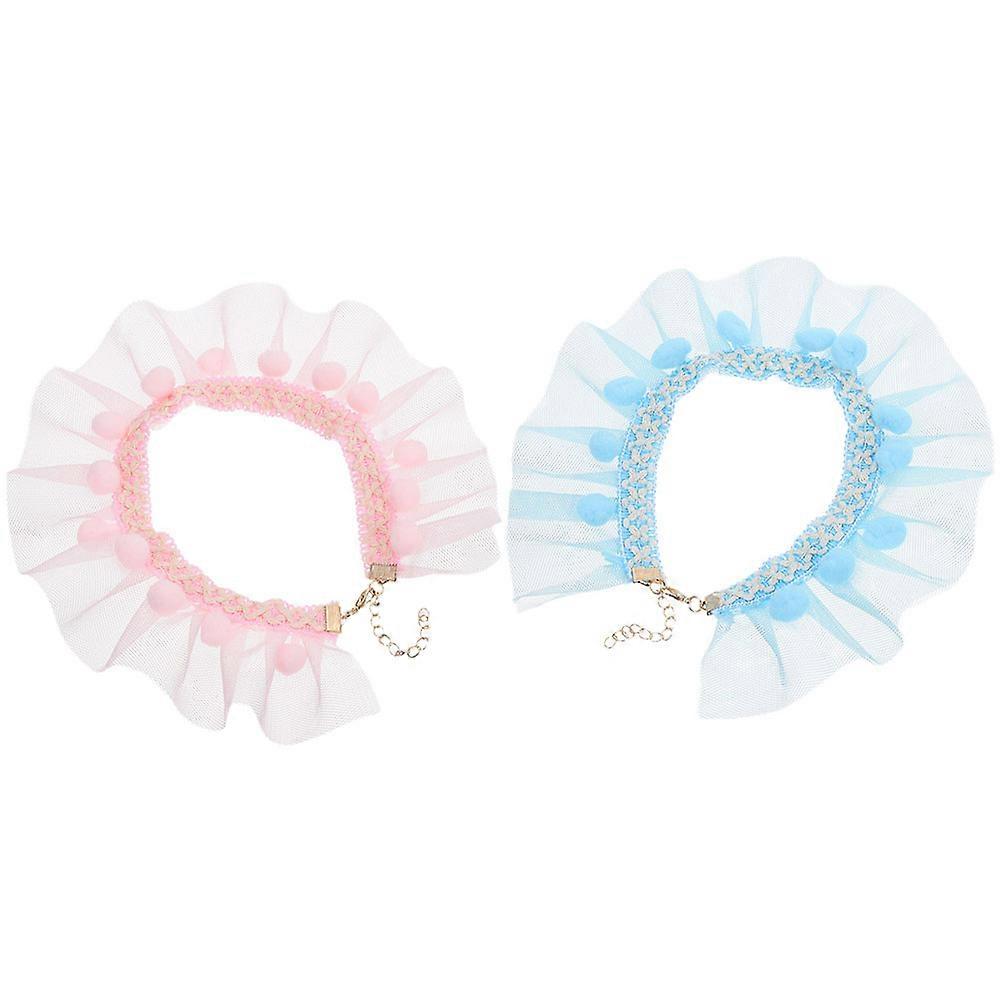 Soft Cat Collar Decorative Kitten Collars Comfortable Adjustable Design For Pets Pink 2Pack