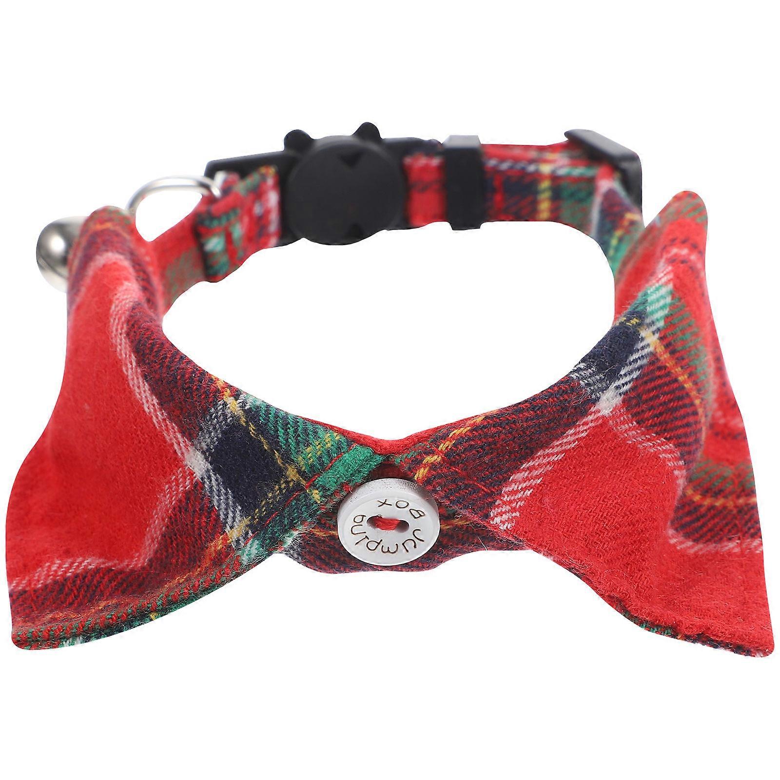 Cat Collar Adjustable Pet Collar Daily Wear Red Cloth Material with Bell 1Pack