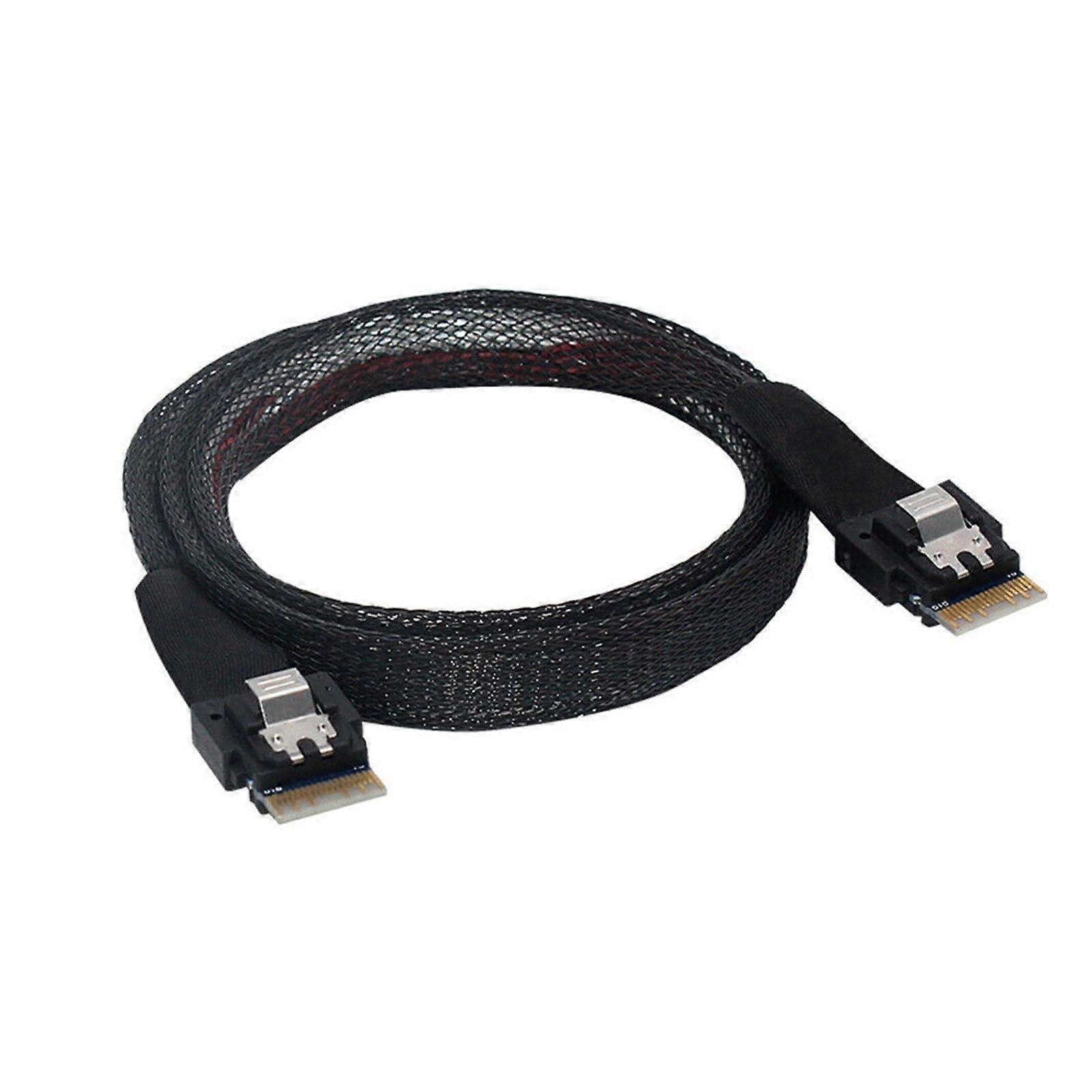 SFF8654 To SFF8654 Extension Cable, 4i 38P, 1m, Black, Server Speed Connection