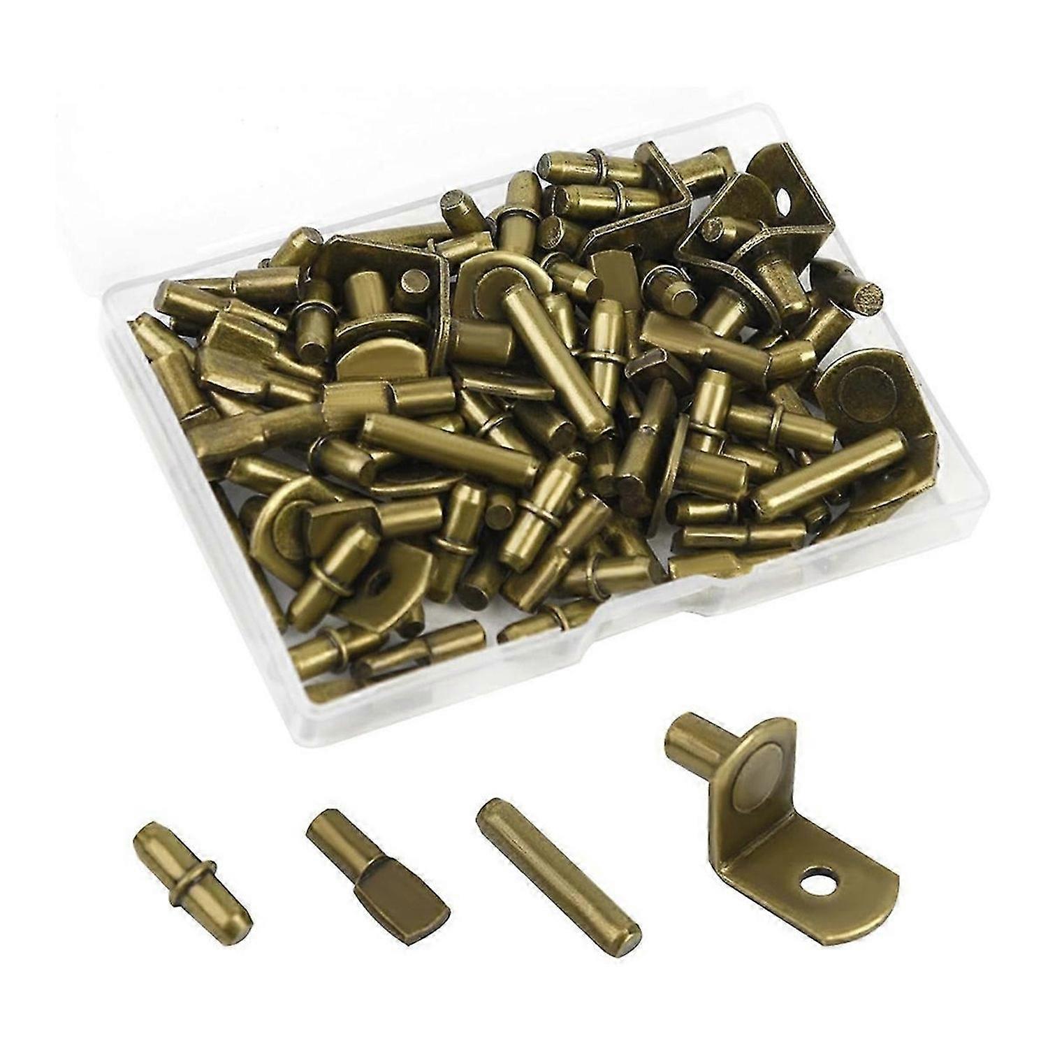 100Pcs Shelf Pegs for Shelves, 4 Styles Shelf Pins Kitchen Bronze