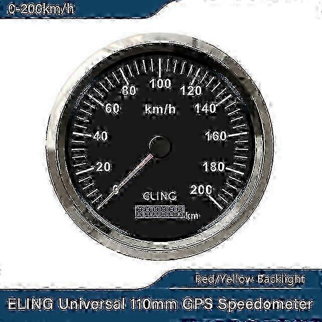 110mm Dimension GPS Speedometer Odometer 0-200km/h 12V/24V Speedo with Red and Yellow Backlight Wate