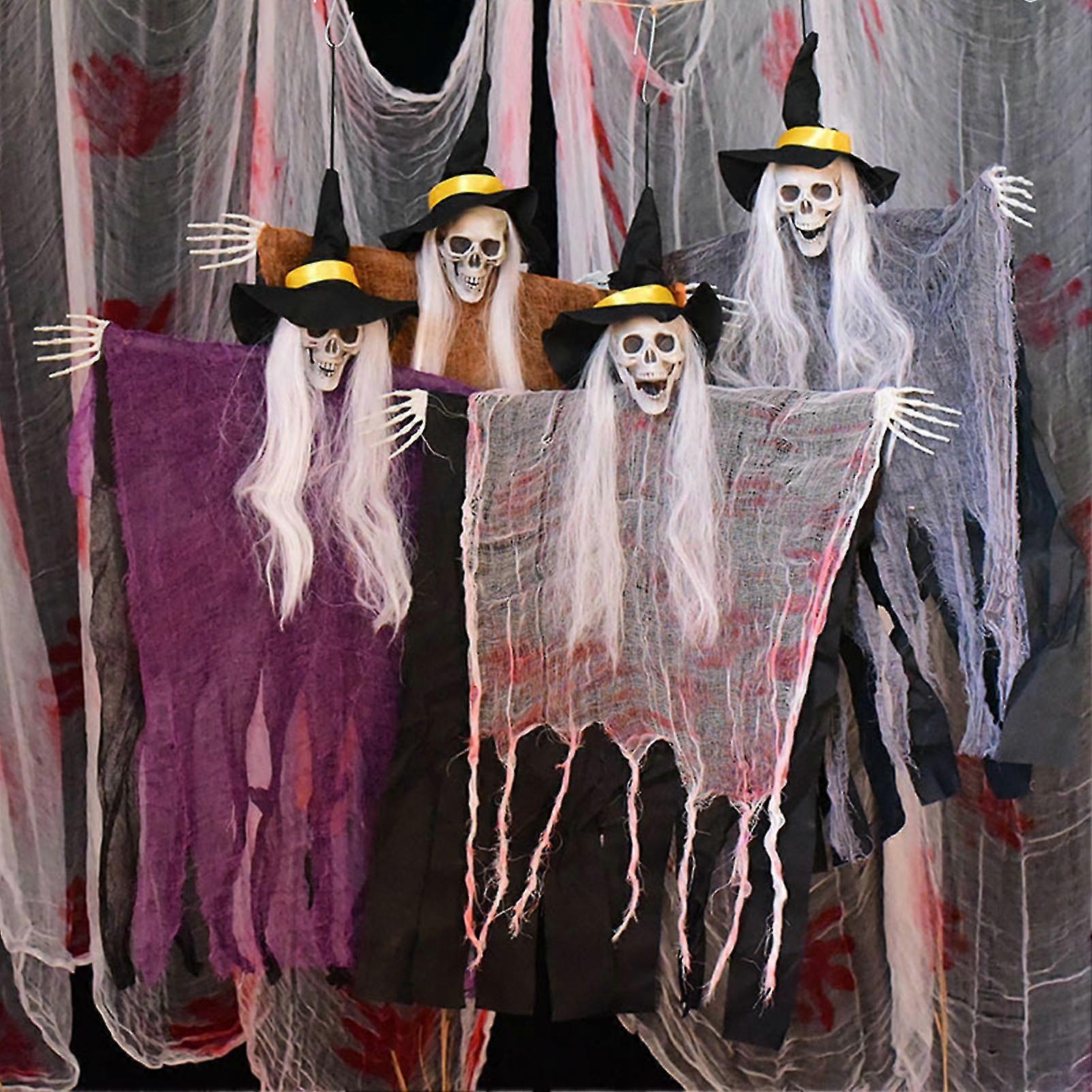 2025 Spooky Hanging Ghost Realistic Create Atmosphere Grim Reaper Decoration Front Door Halloween Hanging Props