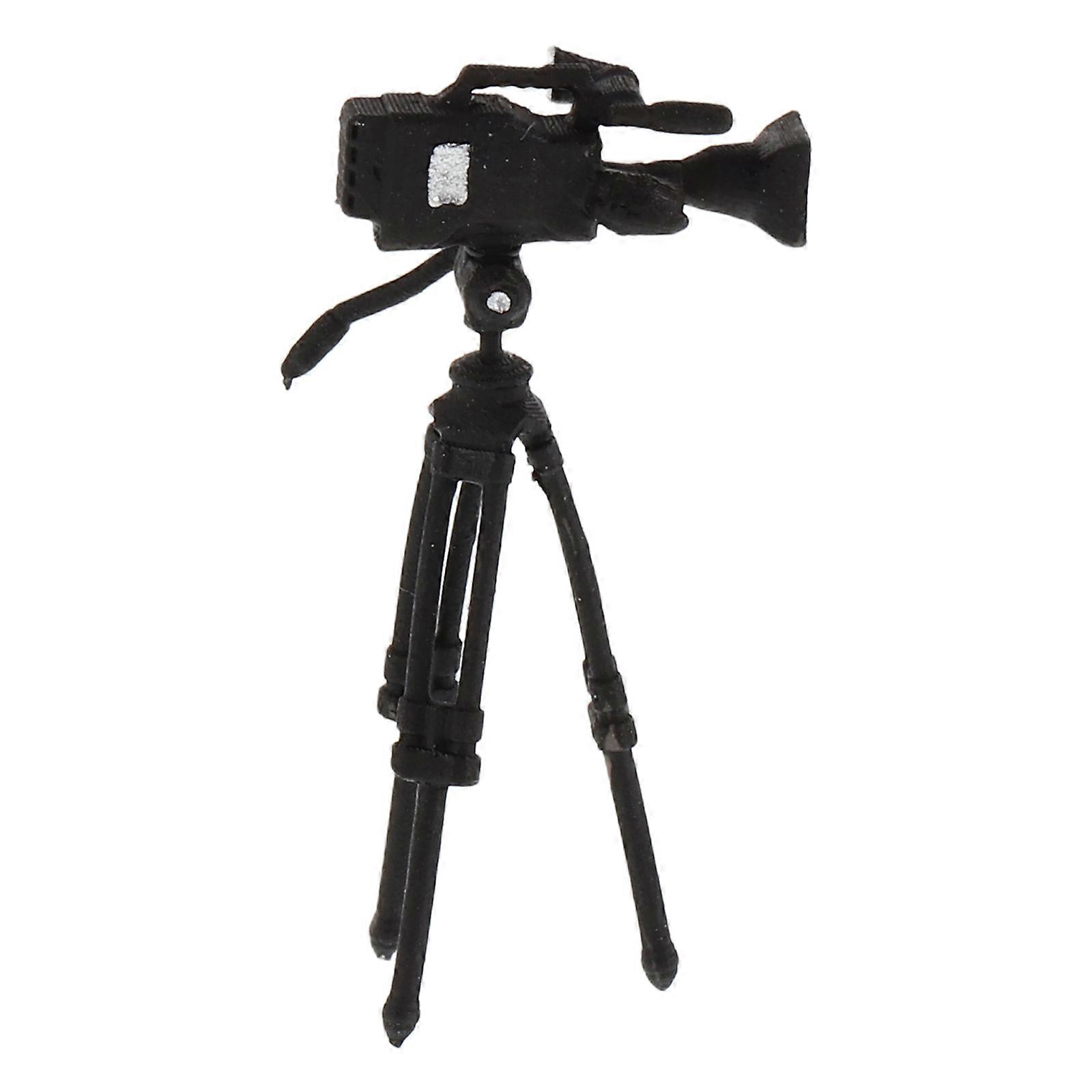 2Pcs Miniature Camera Tripod for Dollhouse Decoration Resin Stand Black