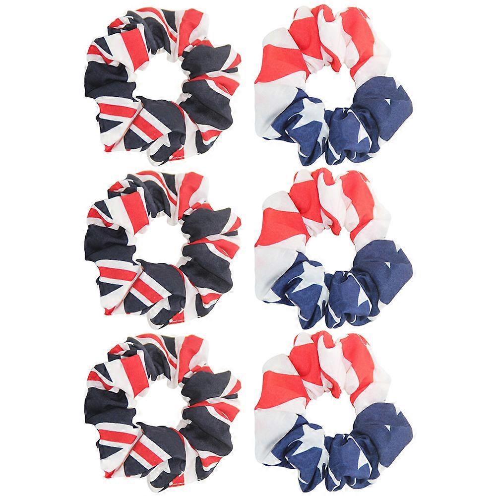 Ponytail Holder Cloth Hair Ring for Hair Circle 12Pcs National Flag Design