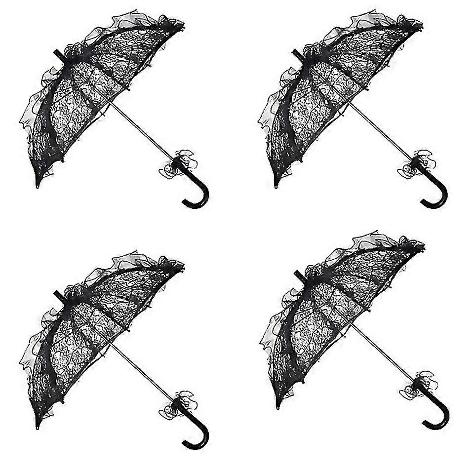 For 4pcs Craft Lace Decorative Umbrella Black