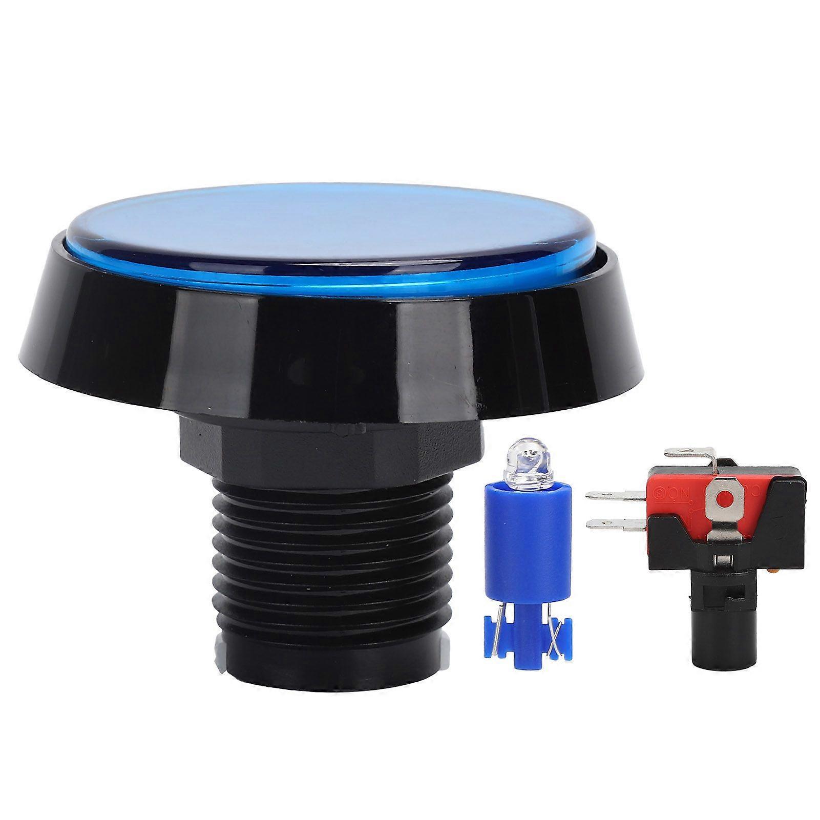 60mm Big Round Flat Button with LED Light 3Foot Switch for Crane Machine Game ConsoleBlue