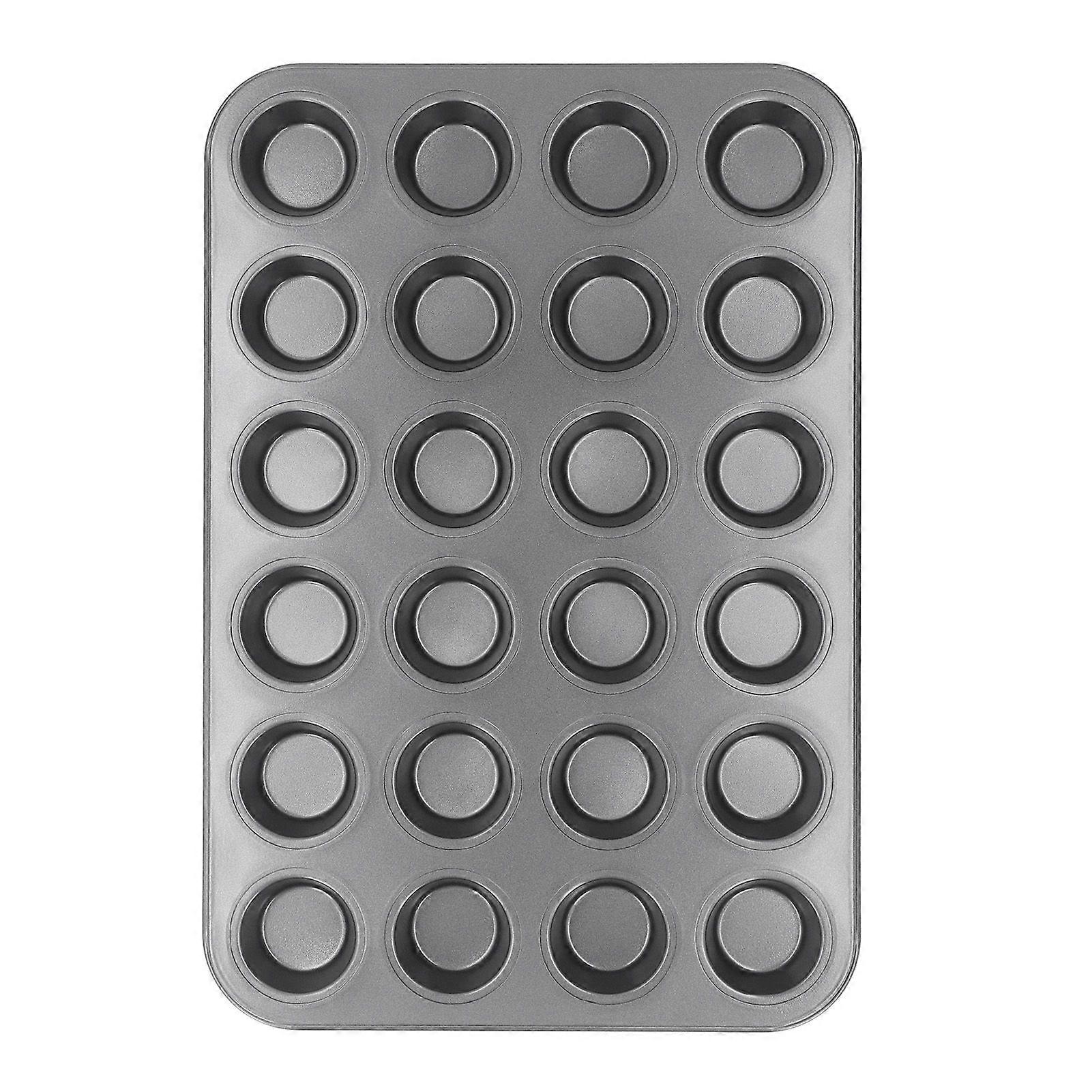 24 Cup Muffin Pan Nonstick Carbon Steel Small Round Pancake Cupcake Baking Tray for Home Kitchen