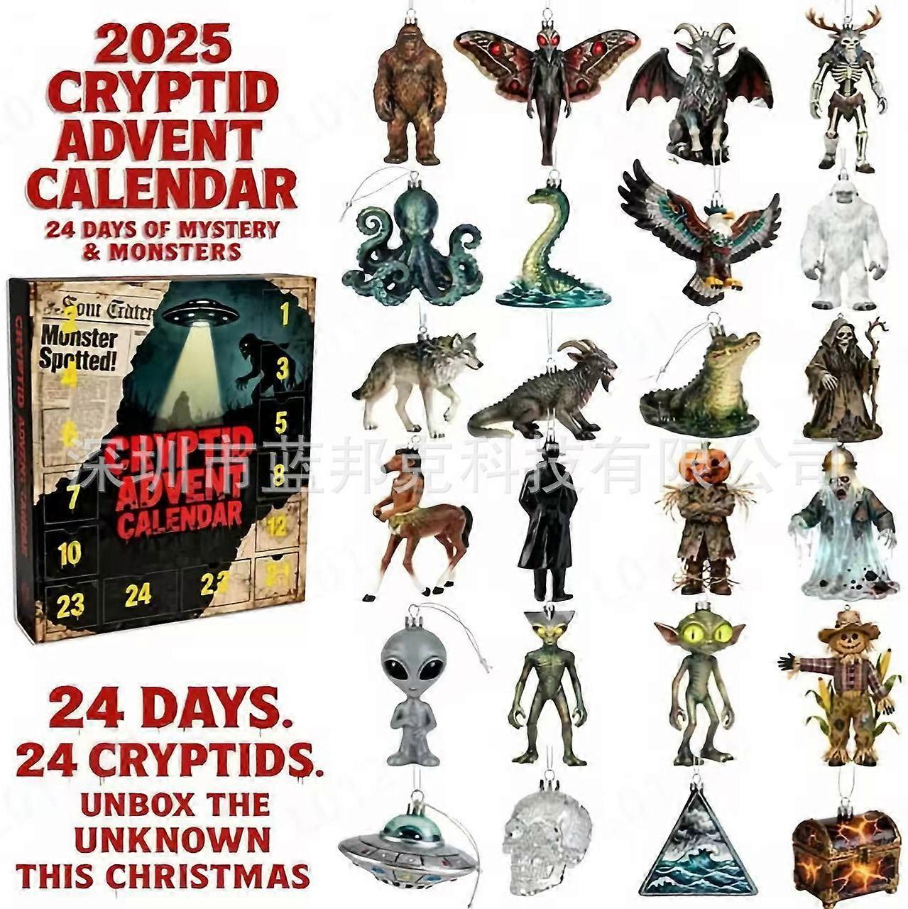 24 Days Cryptid Christmas Mysterious Creature Advent Calendar Blind Box