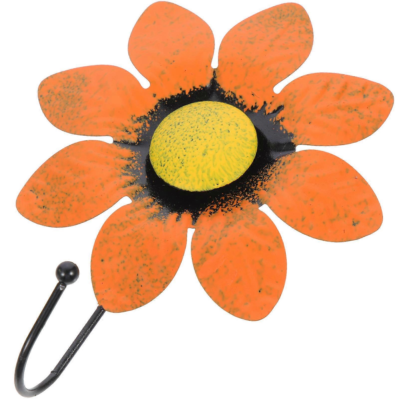 Orange Wall Hooks Iron Hat Hanger for Curtain 2Pcs Flower Shape Hooks