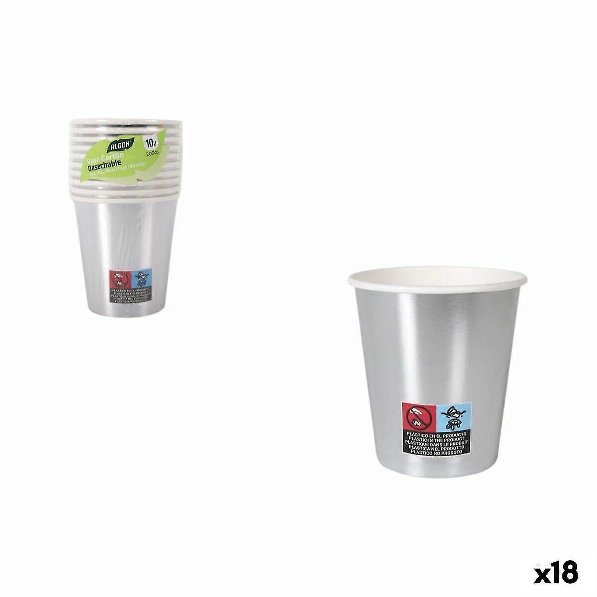 Set of glasses Algon Silver 200 ml 10 Pieces (18 Units)