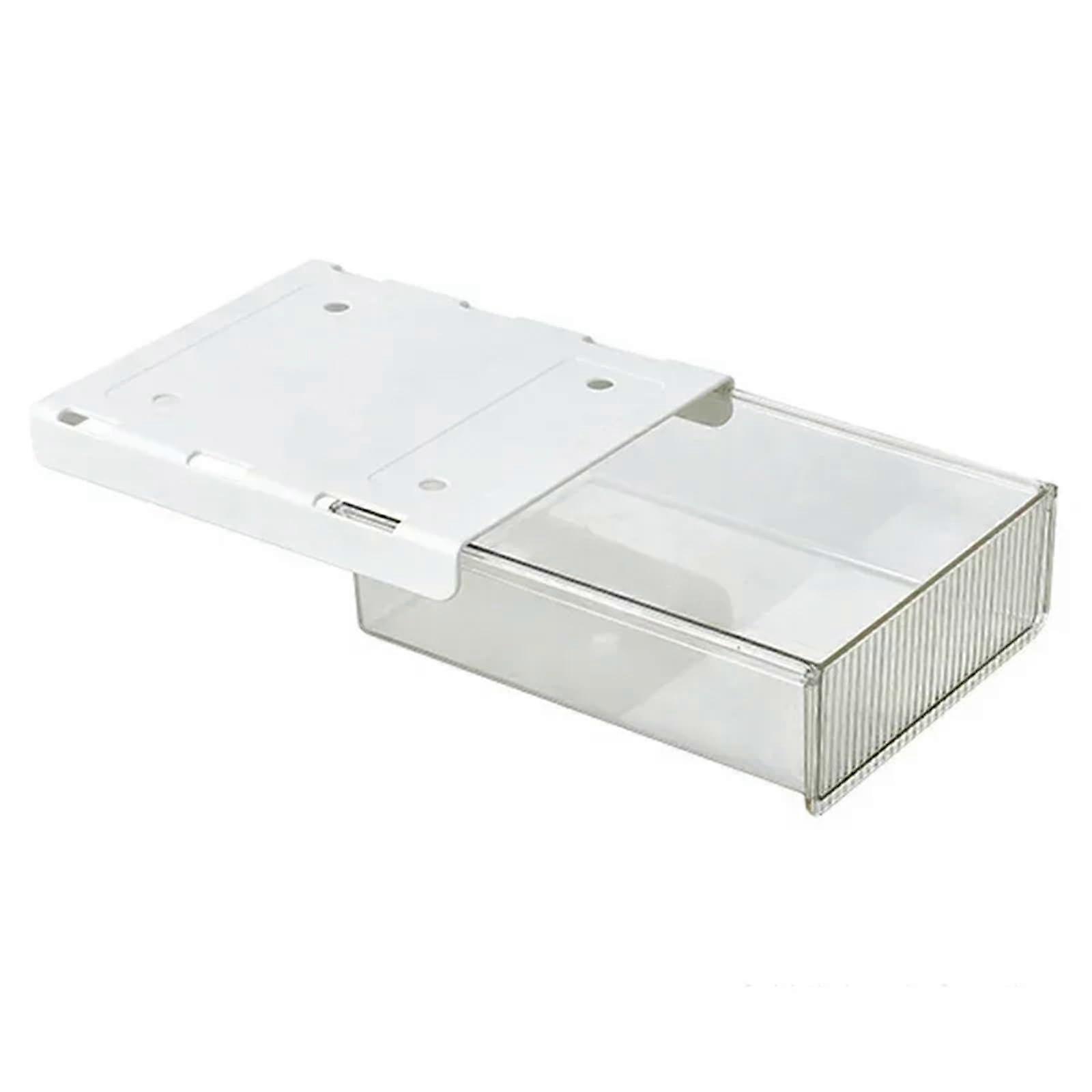 Drawer Type Storage Box Under Desk SelfStick Punch Desktop Organizer White Size S