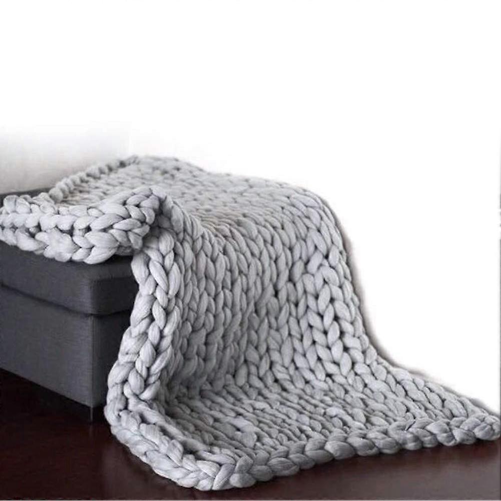 Knitted Large Chunky Knit Throws Grey 80x100cm Large Throw Blanket Chunky Knit