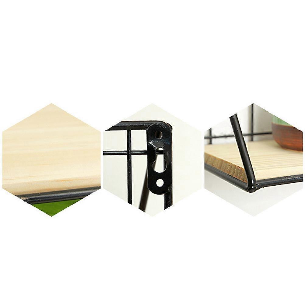 Solid Wood Wall-Mounted Storage Rack Iron Shelf for Kitchen