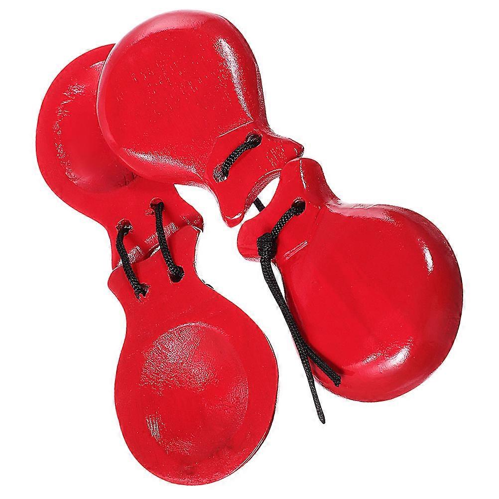 Wood Castanets Percussion Instruments for Playing Use 6Pcs Red Wood