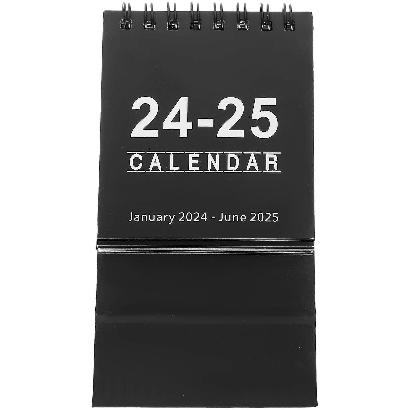 Desk Calendar 2024 2025 Mini Flip Calendar for Home Office with Space-saving Design and Clear Prints in Black 4Pcs