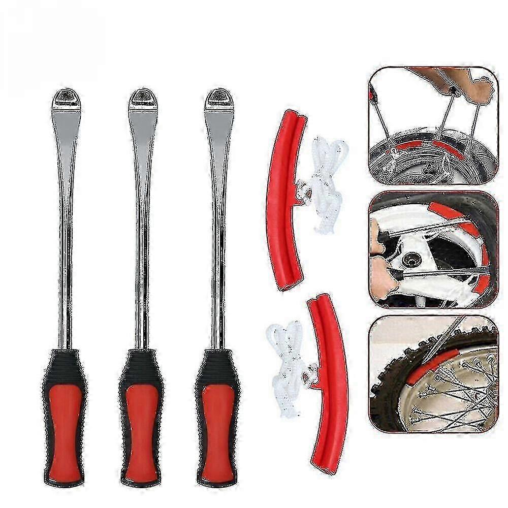 2025 HJyang Tire Replacement Lever Tool Motorcycle Bicycle Tire Replacement Lever Rim Protector Car Scoop Tire Kit (3 Crowbars + 2 Protective Cove YSL