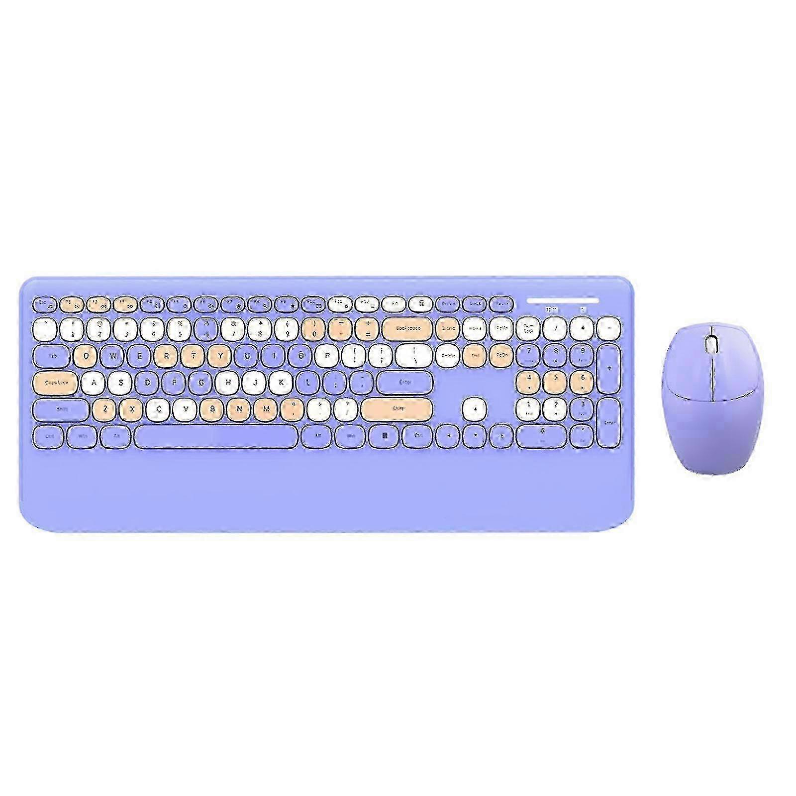 Wireless 2.4ghz Keyboard And Mouse Combination Retro Round Keycap Cute Keyboard