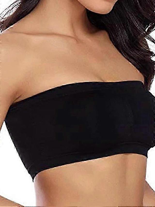 2025 Women's Tube Bra Full Coverage Scoop Neck Breathable Pure Color Pull-on Closure Casual Daily Nylon 1pc Bras & Bralettes