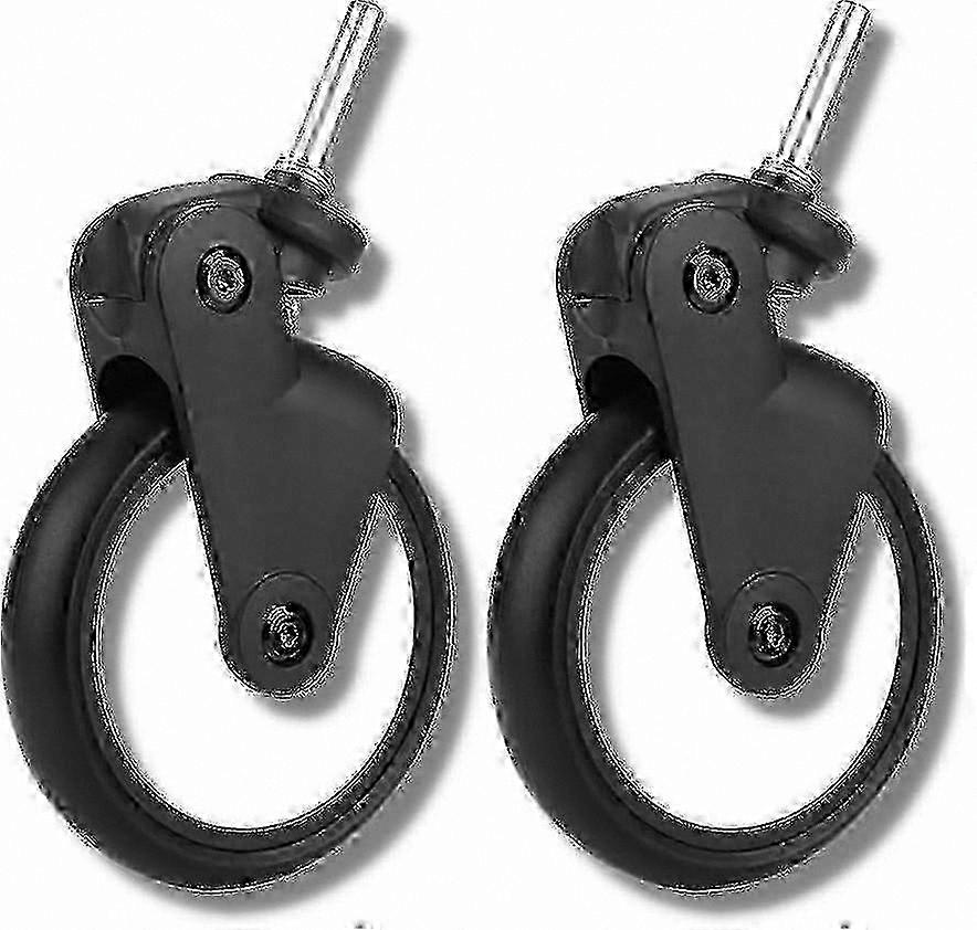 Front Wheel Set for Compact Strollers - 1 Pair Rubber Replacement Wheels Compatible with Lightweight Travel Carriages