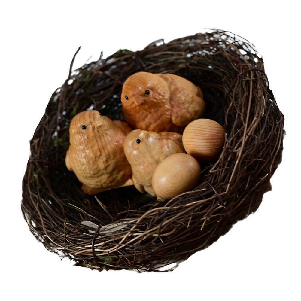 Wooden Chicken Figurine Crafted for Decoration 5Sets with Nest