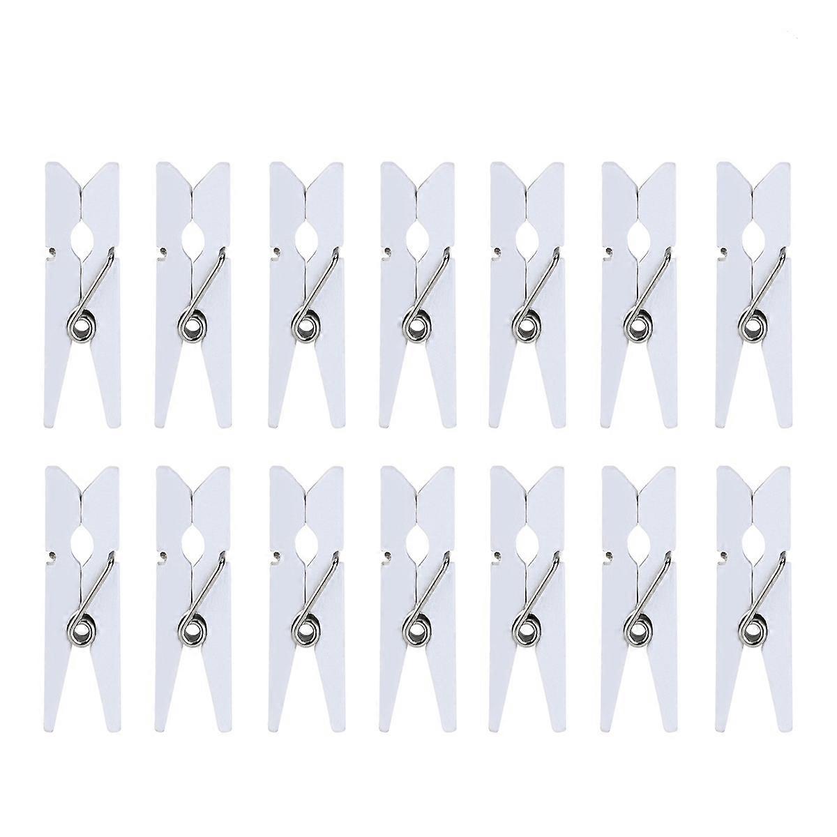 Wooden Clips for Holding Stuff 300Pcs Set White Clothespins with Spring