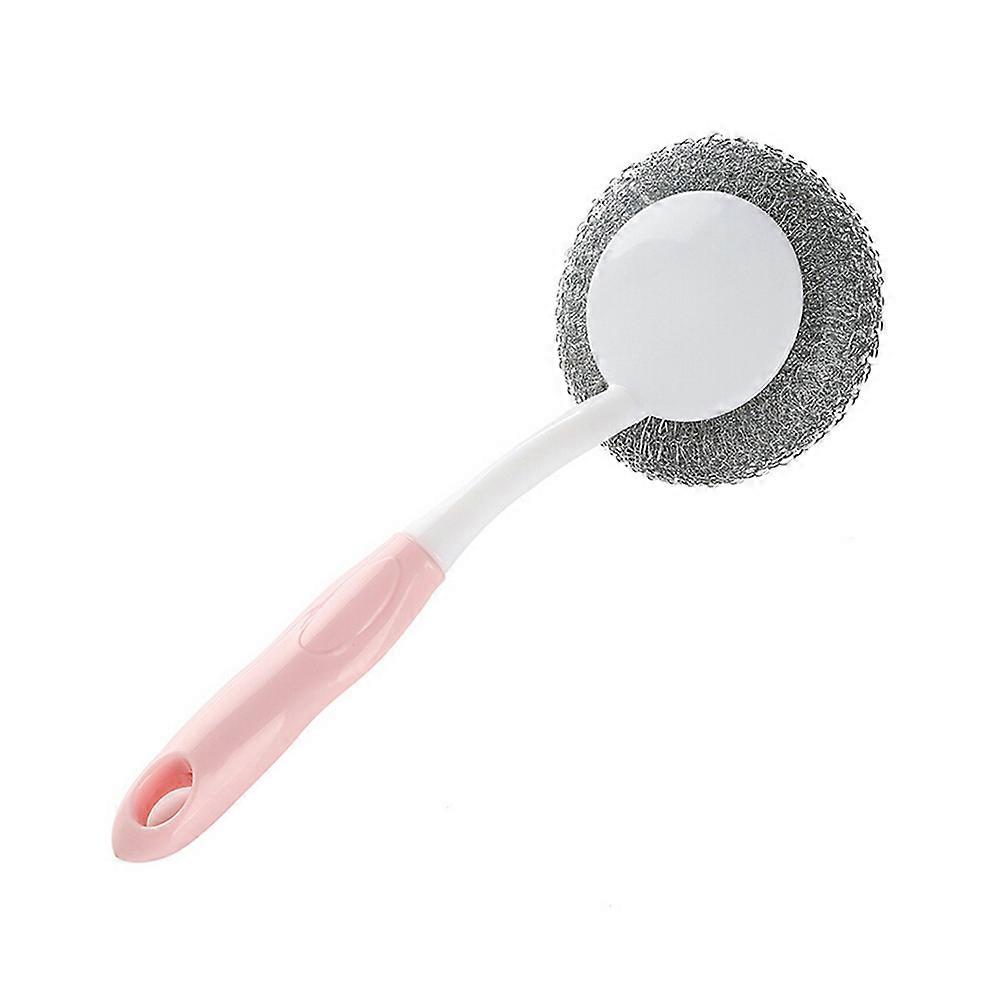 Pot and Dish Scrubber Handle Wire Brush for Kitchen Cleaning Pink