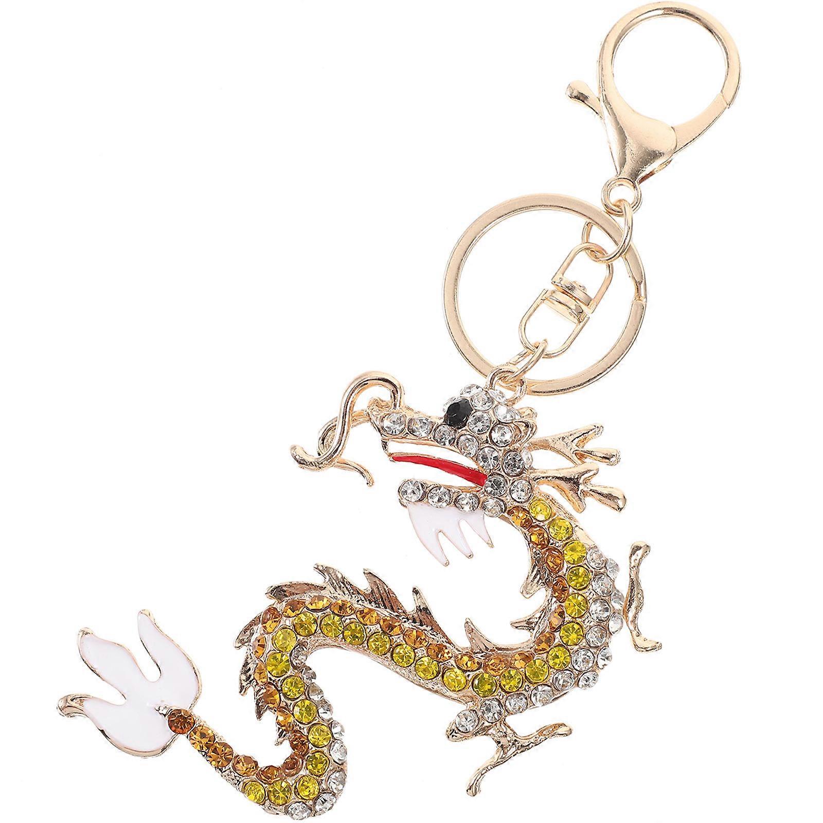 Golden Chinese Dragon Keychain for Key Storage 2Pcs Alloy Material